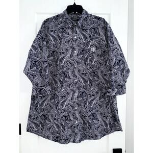 Lauren Ralph Lauren Men's XL Blue Paisley Button Up Shirt 3/4 Sleeve